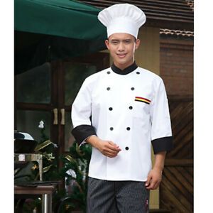 Unisex Chef&#039;s-Uniform Long Sleeve Double-Breasted Men Women Chef Coat White XL