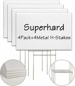 LARREEDE Blank Yard Signs with Stakes, 4 Pack 18 x 12 In, Plastic Yard Lawn Sign