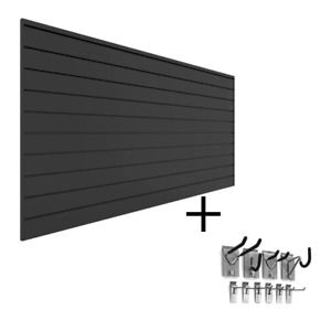 PVC Slatwall 8 Ft. X 4 Ft. Charcoal Mini Bundle (10-Piece)