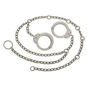 Peerless 4765 Steel Oversized 7002C Handcuffs w/ 54&#034; Chain &amp; Padlock Rings