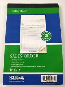 New Sales Order Book 2 Part Carbonless 50 sets Bazic Product 5 9/16&#034; X 8 7/16&#034;