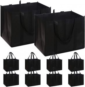 Set of 10 Reusable Grocery Bags Extra Large Super Strong Heavy Duty Shopping...