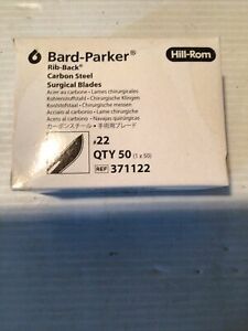 50 Bard-Parker 371122 Carbon Steel Surgical Blades, Sterile in Sealed Box #22