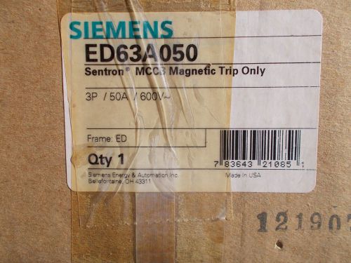 New siemens ite ed63a050 motor circuit interrupter 50 amp 3 pole 600 volt for sale