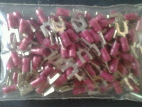 100 pcs - 10 Terminal Nylon Insulated Flanged Fork Terminal Connector