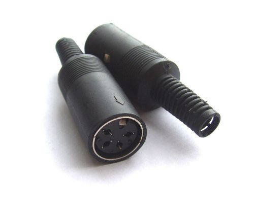 10 pcs plastic handle 4-pin din female socket plug connector cables soldering for sale