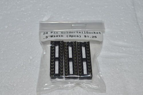 3pk - 24 pin soldertail ic sockets - .3&#034; width (24pinstsk) for sale