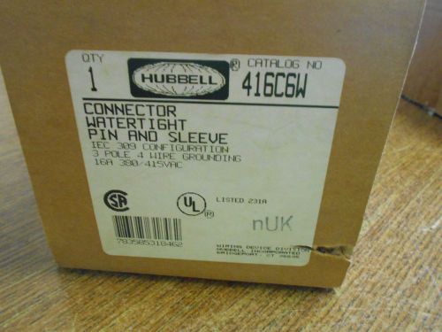 NEW HUBBELL CONNECTOR WATERTIGHT PIN AND SLEEVE 16A 380/415V 416C6W