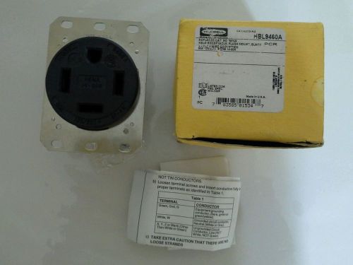 Hubbell hbl9460a receptacle flush mount 3 pole 4 wire grounding 60a 125/250v for sale