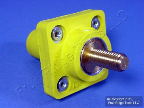 Leviton yellow cam plug female panel receptacle 1.125&#039;&#039; threaded stud 16r26-11y for sale