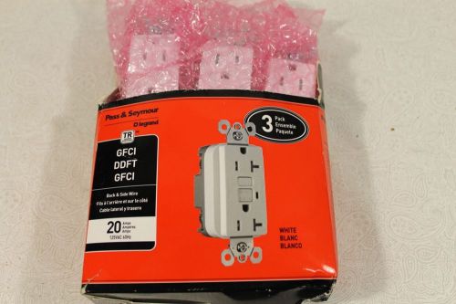 LOT OR 3 Pass &amp; Seymour/Legrand 15-Amp White Decorator GFCI Duplex Receptacle