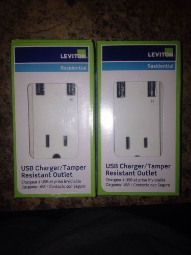 Lot Of 2 New LEVITON T5630-W USB Charger Wall Outlet/Tamper-Resistant Receptacle