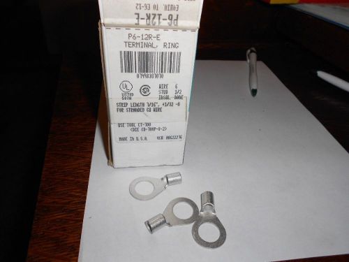 20 Bare Ring Terminals Connectors # 6 Wire AWG 1/2 Stud Panduit P6-12R-E