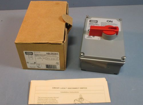 Hubbell HBLDS3AC Circuit-Lock 30 Amp Disconnect Switch Enclosure NIB