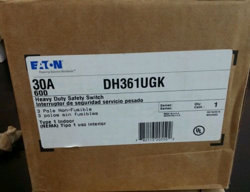 CUTLER HAMMER DH361UGK 30A, 600V, 3 POLE NON-FUSIBLE SWITCH