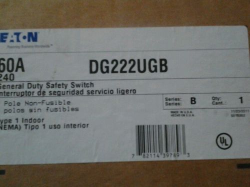 EATON CUTLER-HAMMER 60 AMP NON-FUSIBLE SAFETY SWITCH DG222UGB