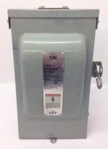 Siemens i-t-e vacu-break f351 enclosed switch 30a 600vac 3ph fusible disconnect for sale