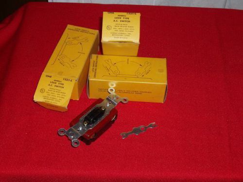 Vintage Lot of 3 Hubbell Lock Type AC Switch #1221-L in Box ~ Electrical Antique