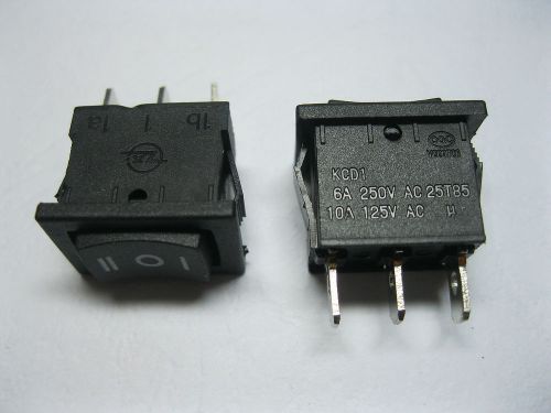 100 pcs rocker switch on/off/on 3pin 6a 10a  black kcd1 for sale