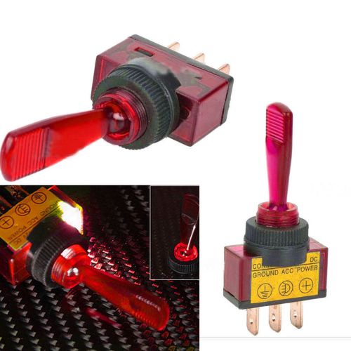 10PCS 12V 20A Red LED OFF/ON SPST Toggle Rocker Switch 3Pin For Car Boat