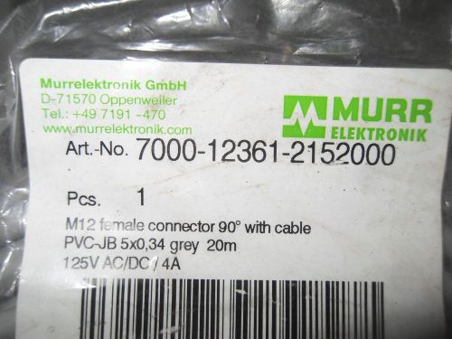 (V2) 1 NIB MURR ELEKTRONIK 7000-12361-2152000 M12 FEMALE CONNECTOR W/ CABLE