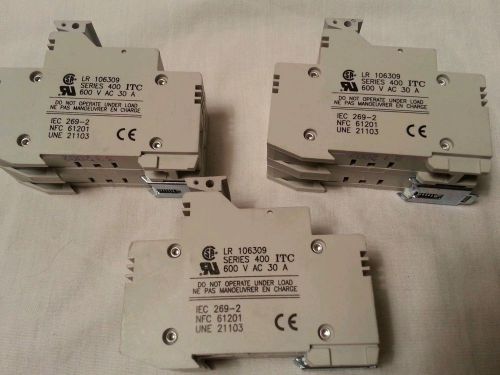 ITC VLC10 Series 400   600V ac 30A 2P (Lot of 3) Fuse Holder