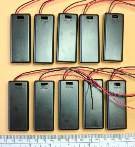 BATTERY HOLDER FOR 2 X &#039;AAA&#039; (UM-4) CELL - WITH LEADS - HARD CASE -  PACK OF 10