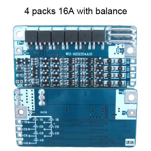 Protection board for 4 packs 14.4v 16.8v 18650 li-ion li battery 16a w/ balance for sale