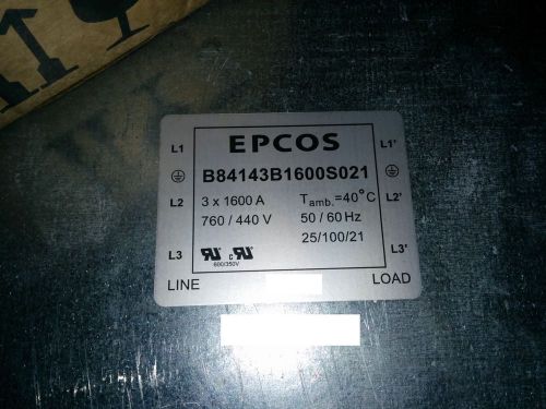 Epcos netzfilter 3x1600a 760v / 440v ac b84143b1600s 21 fuse electrical for sale