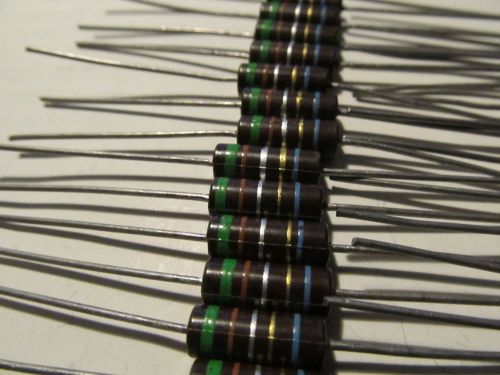 Fixed wirewound banded resistors,ohmite,green,brown,silver,gold,blue,0.51? 5% for sale