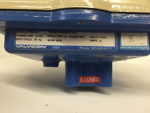 Valvcon corp. electric actuator vw600s115a for sale