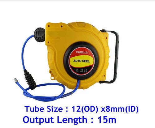 PU 12mm Tube 15m Pipe Automatic Collapsible Air Hose Reel Work Pressure 18 Bar