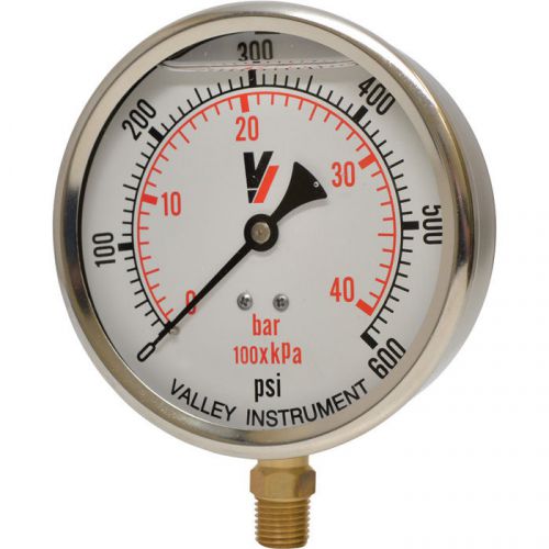 Valley grade a 4in stem mount glycerin filled gauge-0-600 psi #4140gxb600 for sale