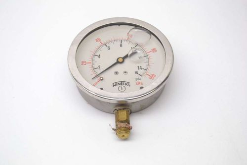 Winters liquid filled 0-15psi 3-1/2 in 1/4 in npt pressure gauge b435515 for sale