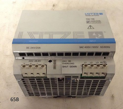 Lutze Power Supply NGP 24/20-2746 DIN41752 400-500VAC 24 VDC
