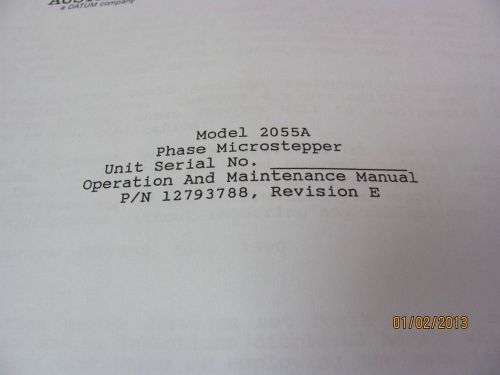 AUSTRON 2055A - Phase Microstepper - Operation &amp; Maintenance Manual