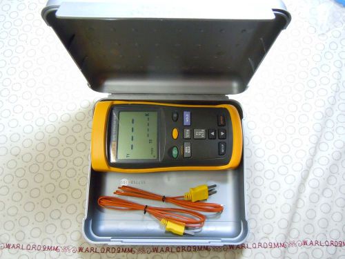 Fluke 52 ii dual input thermometer with 2 temp probes + free storage case. for sale