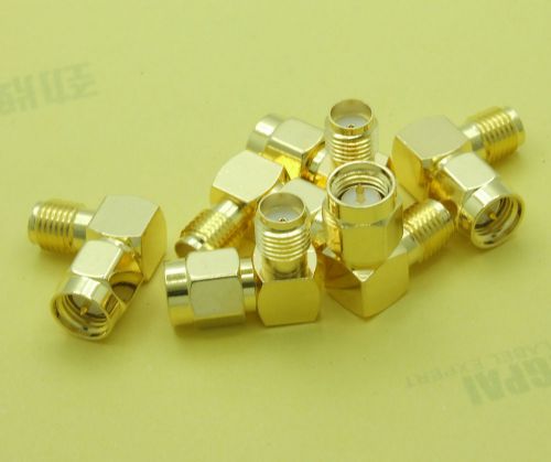 5pcs copper rf-sma male plug to sma female jack right angle rf connector adapter for sale