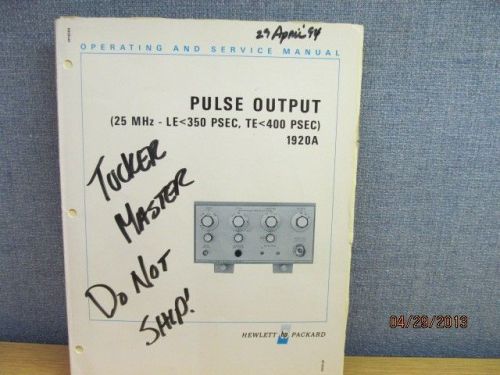 Agilent/hp 1920a pulse output operating and service manual/schematics sn 943- for sale