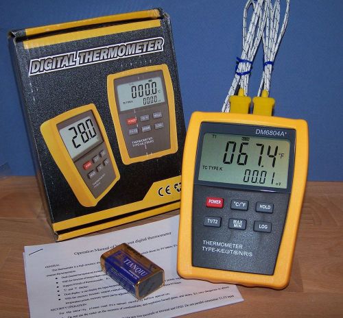 Scientific digital lcd thermometer k j e t type sensor temperature probe dm6804 for sale
