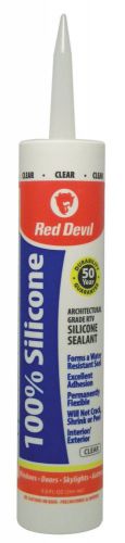 New Red Devil 826 100% Silicone Sealant Clear Architectural Grade 50yr 10.1 Oz.