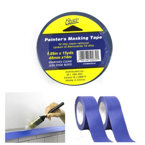 2 rolls painters blue masking tape 1.89&#034; x 15 yds multi-surface premium grade ! for sale