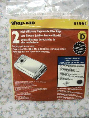 Shop-vac, filter bags for allaround, floormaster, econo back pack, part# 91964 for sale