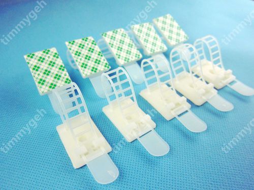 10x Self-adhesive Cable Holder Wire Organizer Clips Ties Fixer Adjustable White