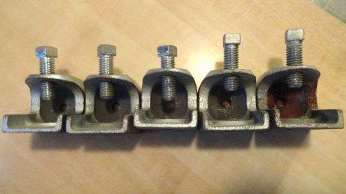 Five Unused 3/8-16 Thomas &amp; Betts Model # SC 215 Beam Clamp 1 inch Steel