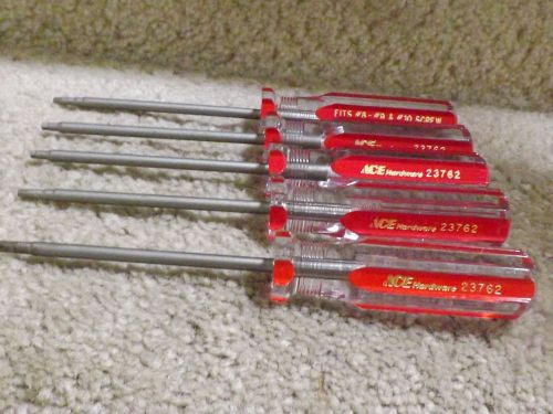 *new* (5) &#034;ace&#034; pro series #2 square recess screwdriver fits #8,#9,#10 screw for sale