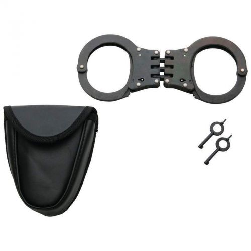 Maxam hinged steel handcuffs with pouch for sale
