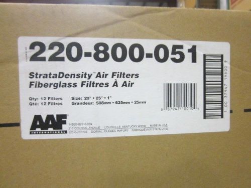 1 CASE OF 12 AAF 20&#034; X 25&#034; X 1&#034; STRATA DENSITY AIR FILTERS 220-800-051 NEW