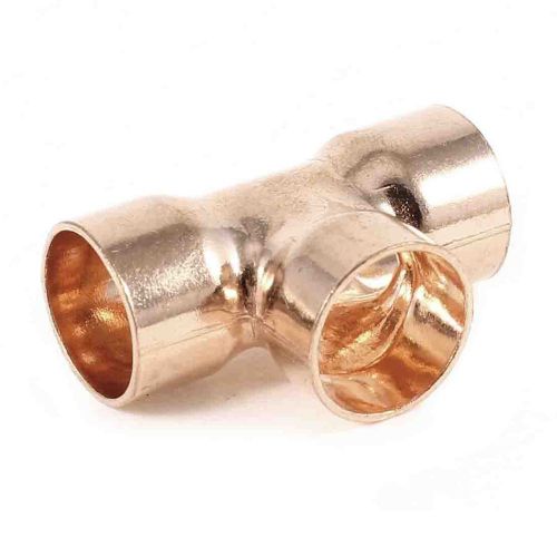 Copper Tone Brass 1/2&#034; to 1/2&#034; T Shaped Hole 3 Ways Connector Pipe Tee Fitting
