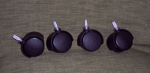 WHEELS-CASTERS-SET OF FOUR BLACK - CHAIR SWIVEL GRIP RIG-1-1/2&#034; X 1&#034;